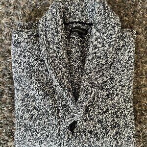 Banana Republic Men's Shawl Collar Cardigan Sweater Heavy Knit Black White